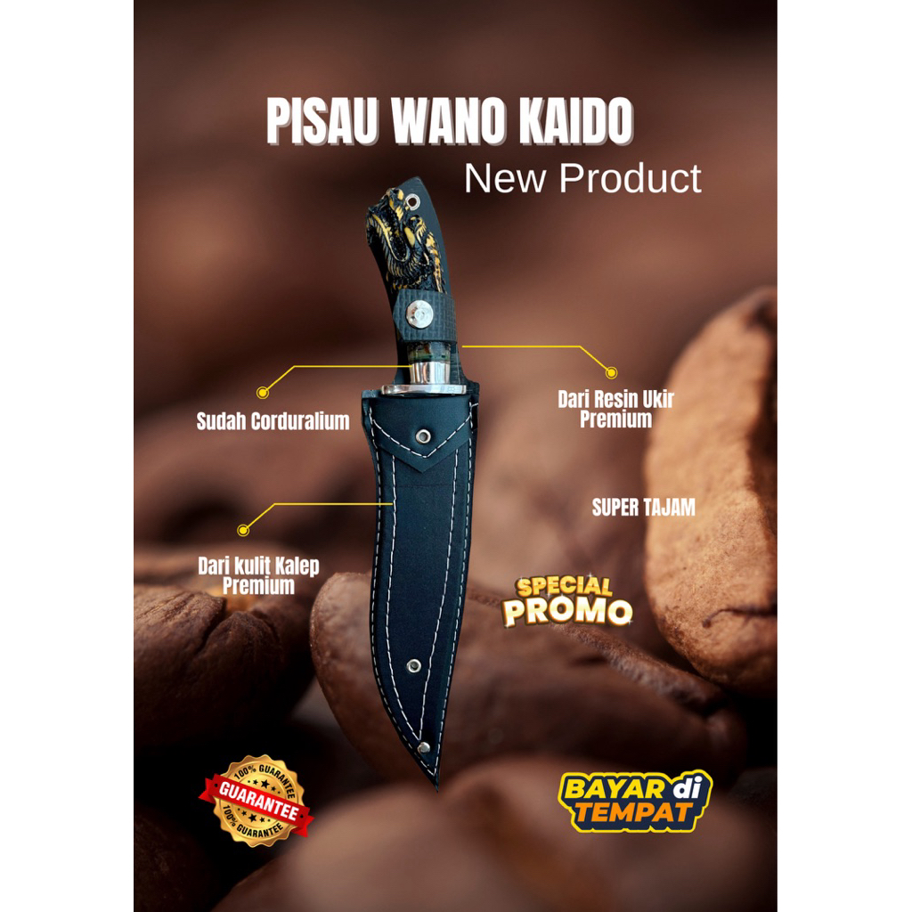 [BAJA BERKAH ABADI] PISAU SURVIVAL WANO KAIDO PISAU BAJA SUPER TAJAM Bahan Baja Per SUP9 Asli Origin