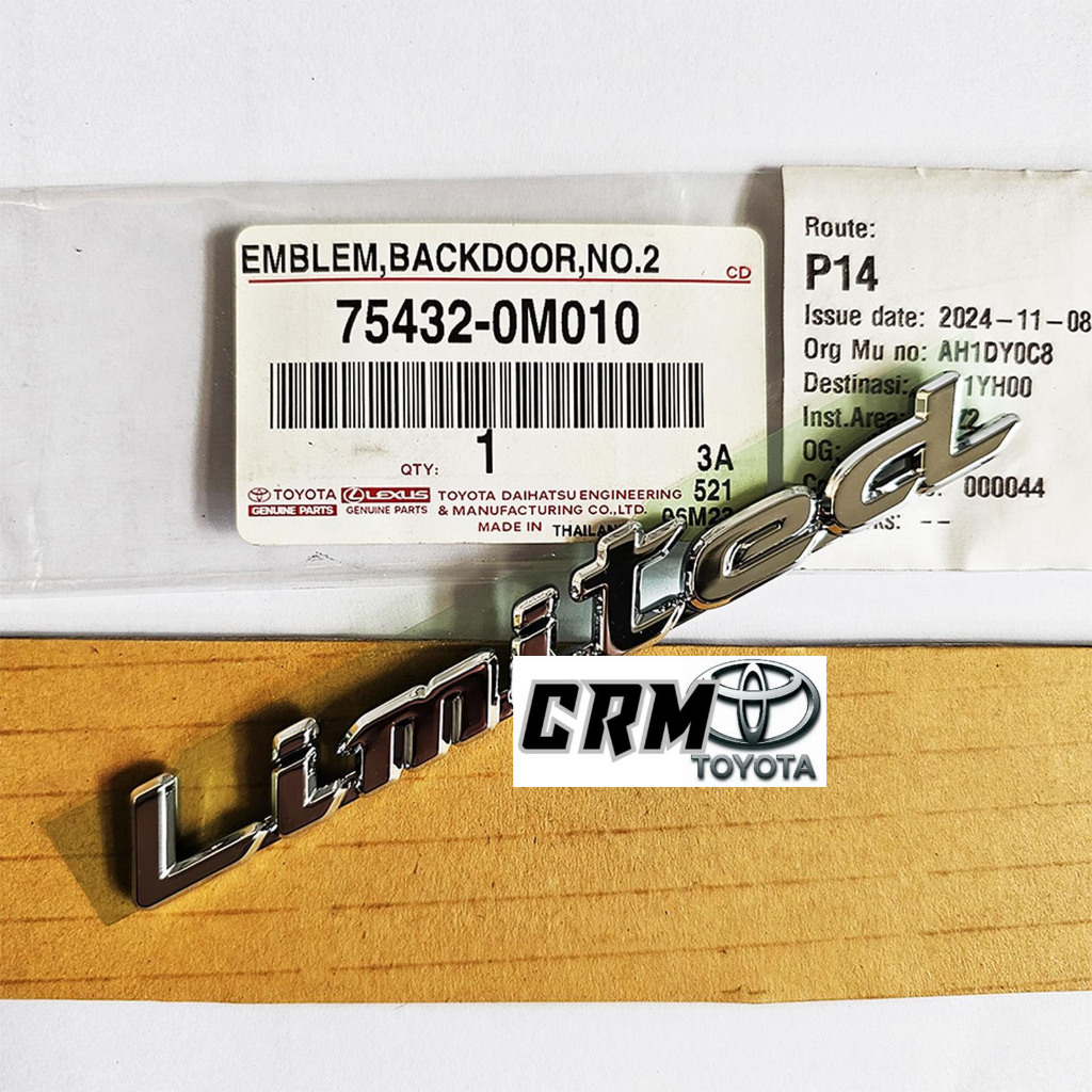 Emblem Logo Pintu Bagasi Tulisan Limited Original Toyota Yaris Wish Stiker Sticker Limited 75432-0M0