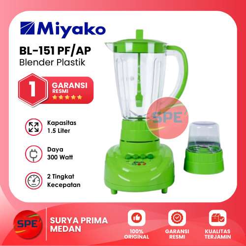 BLENDER PLASTIK MIYAKO KAPASITAS 1.5 LITER BL-151 PF/AP GARANSI RESMI (MEDAN)