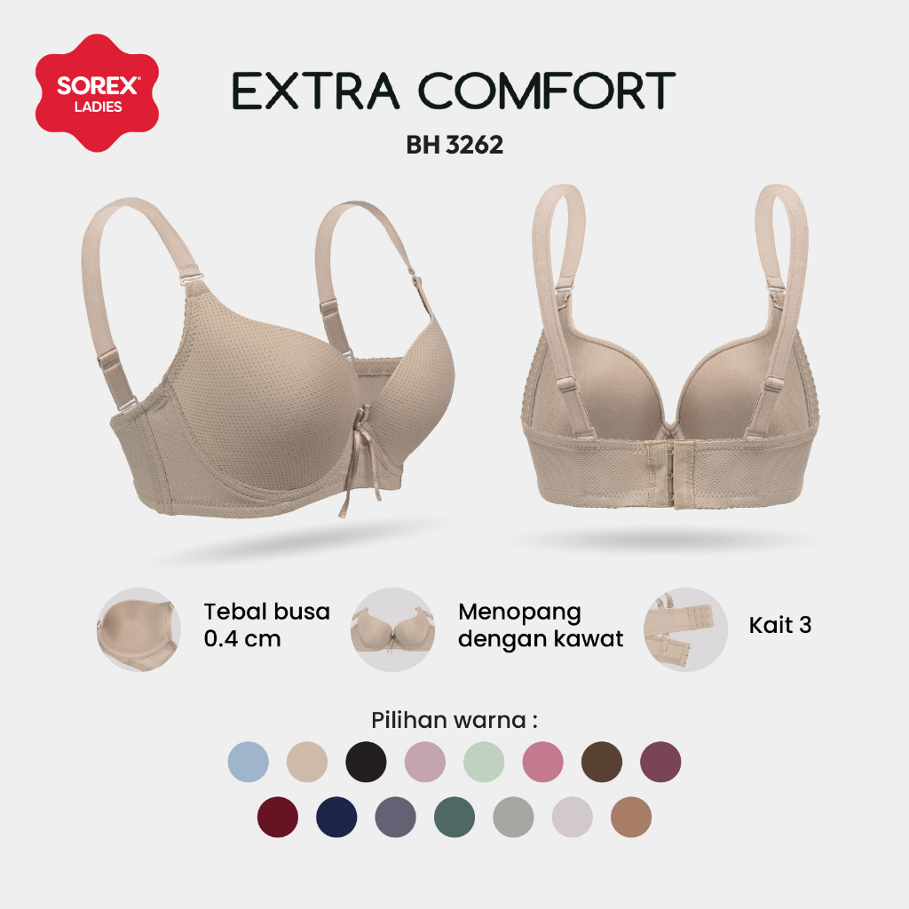 Sorex Bra Extra Comfort Busa Sedang Kawat Kait 3 Setara Cup B-C BH 3262
