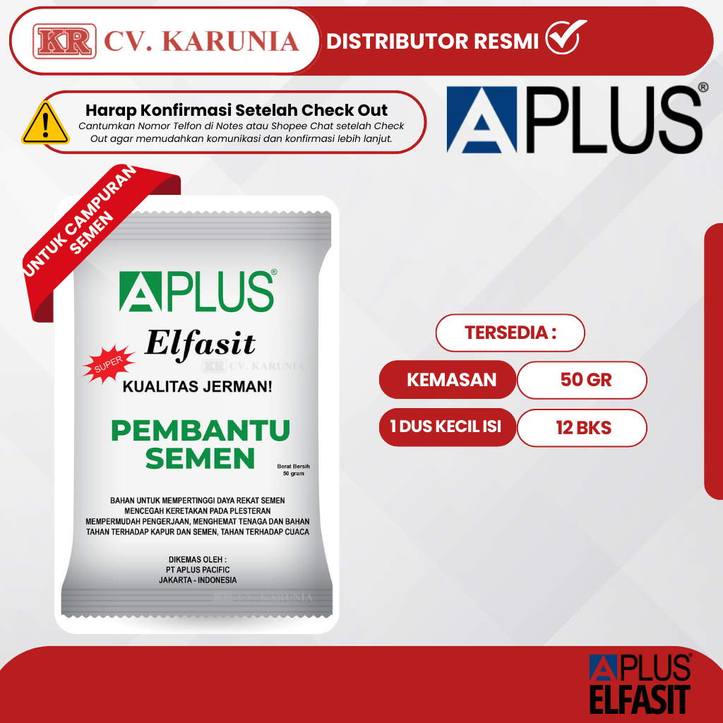 Elfasit Aplus / Alkasit Pembantu Semen 50gr | Obat Kuat Cor Plester Anti Retak Dinding