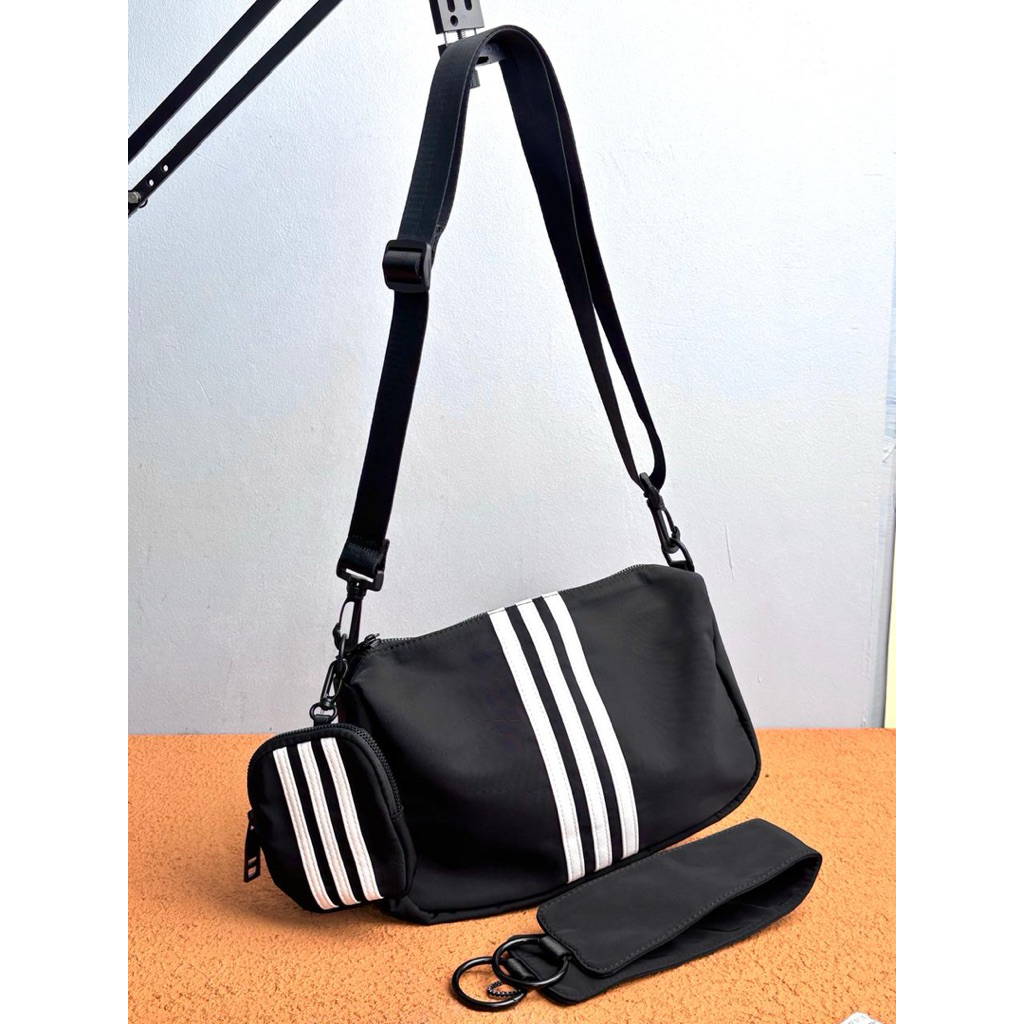 Tas Selempang Pria Wanita Sporty Stripe 29x9x18 cm | Sling Bag Nylon Anti Ribet | Banyak Kompartemen