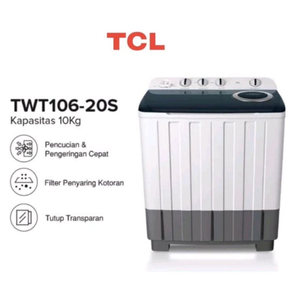 TCL Mesin Cuci 2 Tabung 10 Kg TWT-106