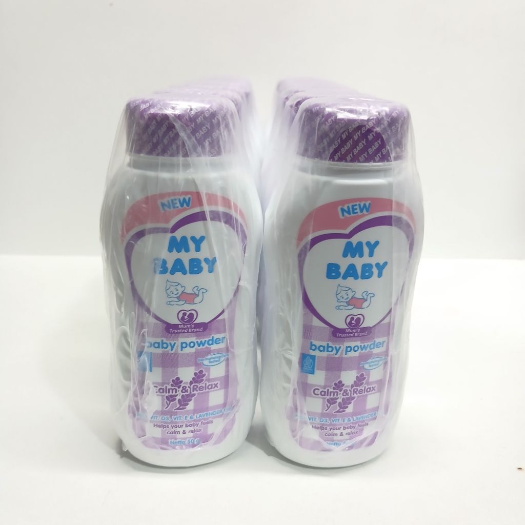 grosir 12 pcs bedak my baby calm & relax kemasan kecil 50gr
