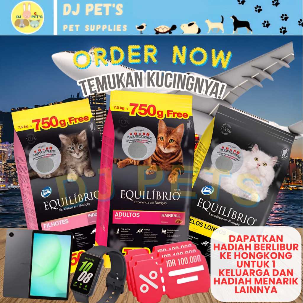 EXP DATE 2026 Equilibrio 7.5kg Free 750g Fresh Pack Adult Kitten Long Hair Kemasan Karung Super Prem