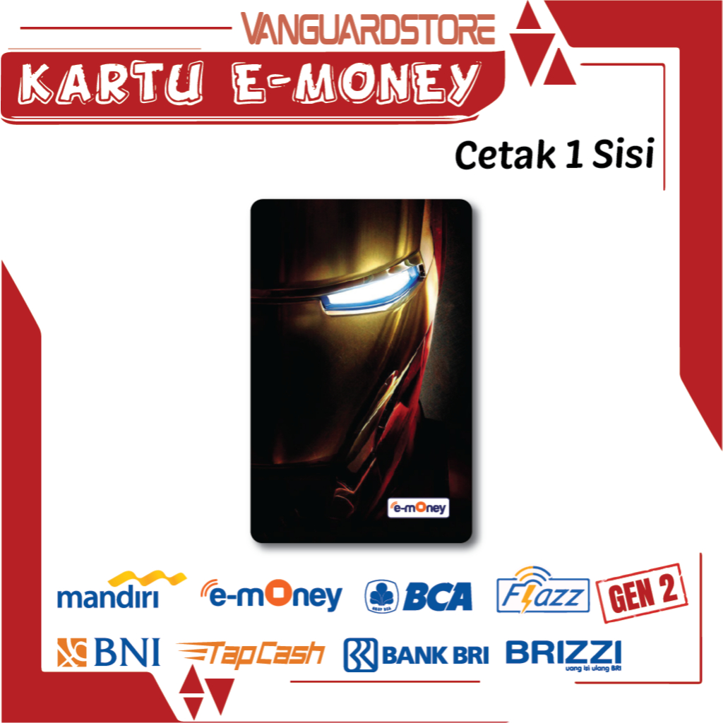 KARTU E MONEY E TOLL KARTUN SUPERHERO IRON MAN 21 EMONEY MANDIRI FLAZZ TAPCASH BRIZZI - 1 SISI