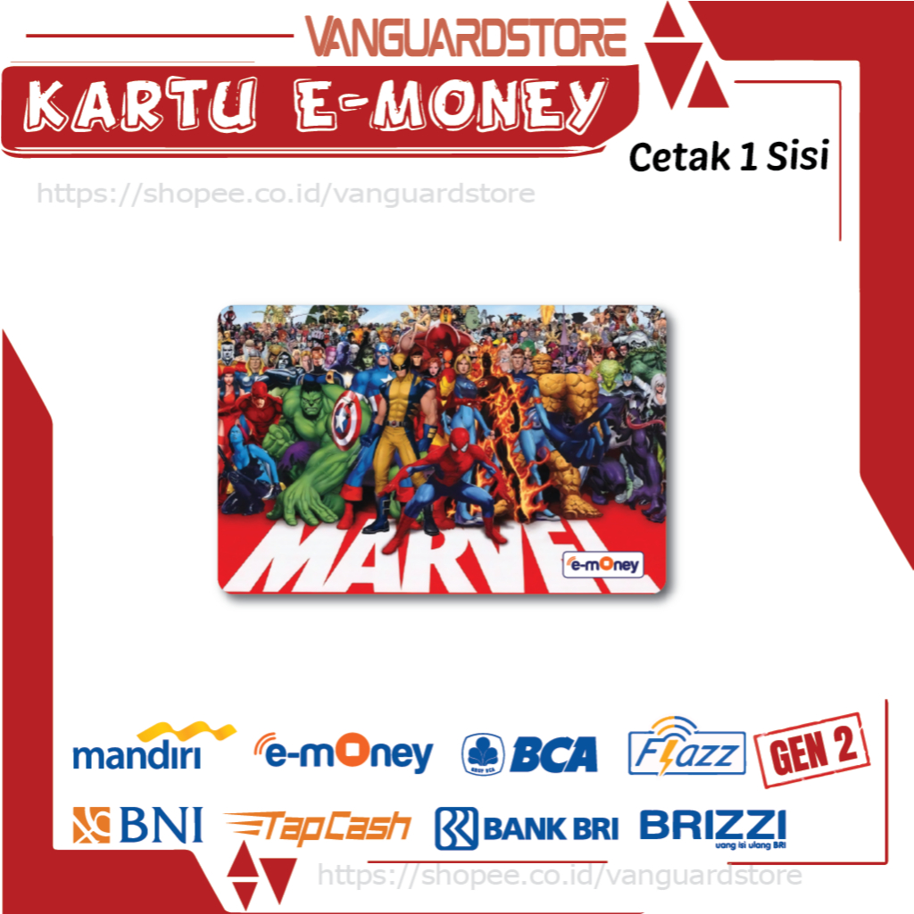 KARTU E MONEY E TOLL SUPERHERO MARVEL ANIME 31 EMONEY MANDIRI FLAZZ BCA BNI TAPCASH BRIZZI BRI
