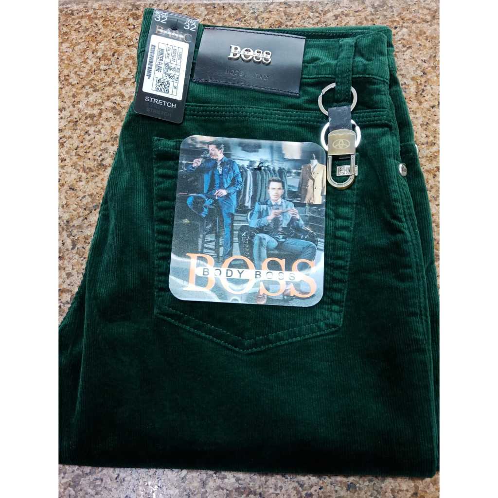 Celana Pria Corduroy Stretch Army Green Regular