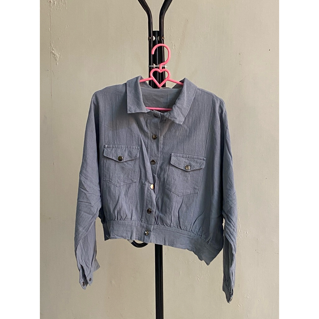 [PRELOVED] OUTER/JAKET CROP BAHAN LINEN