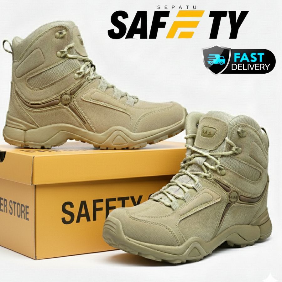Sepatu Safety Pria Tactical 5AA / Sepatu Satpol PP PDL Murah / Sepatu Safety Boots Ujung Besi Sepatu