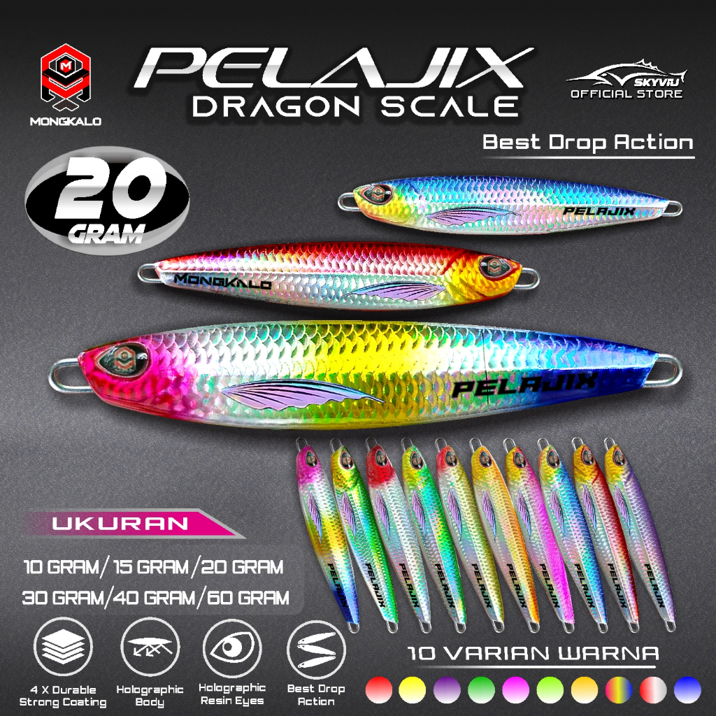 Micro Jig 20 Gram MONGKALO PELAJIX Hologram Sisik 20g Umpan Pancing Laut 20 gr Umpan Jigging 20g Ump