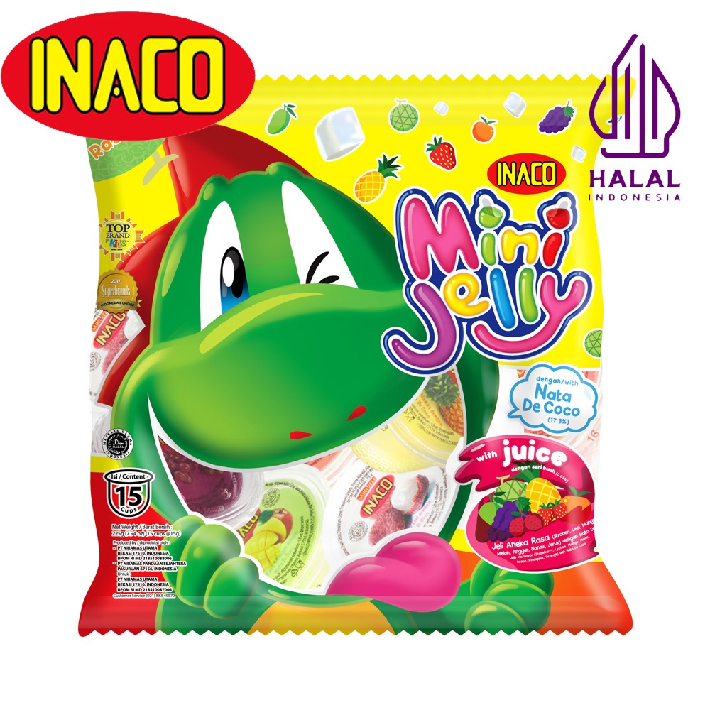 Inaco Mini Jelly Superindo Juice Nata De Coco 15 Cup Puding Stroberi Mangga Jeruk Apel Anggur GROSIR