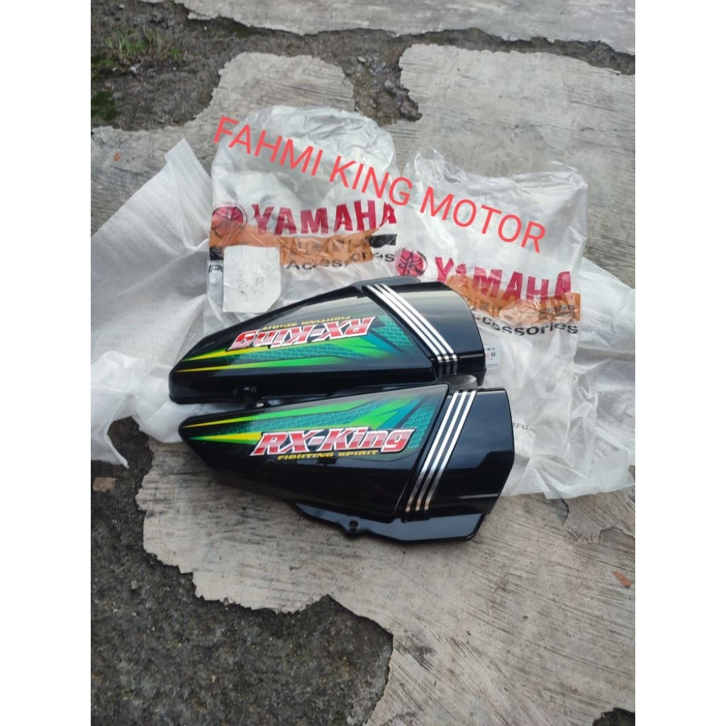 COVER SIDE BOK DOP TEPONG AKI OLSAM HITAM ORIGINAL YGP GRES BARU LIST STRIPING 2005 HIJAU RX KING MA