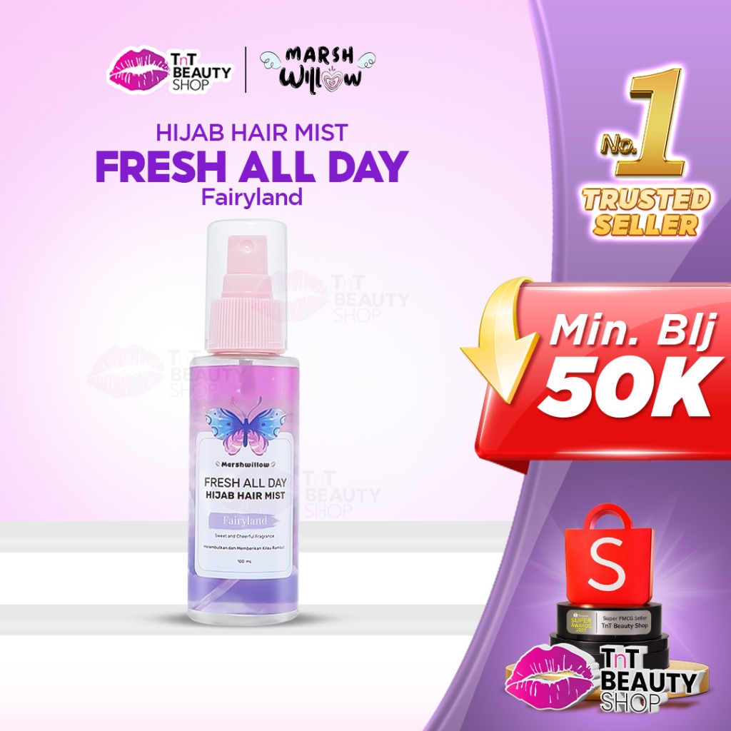 {SUPER SALE} Marshwillow Fresh All Day Hair and Hijab Mist Fairyland By Natasha Wilona  | TnT Beauty