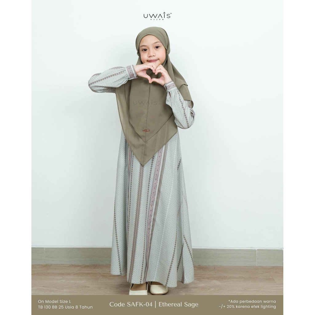 safira (dress only) ethereal sage L kids uwais hijab