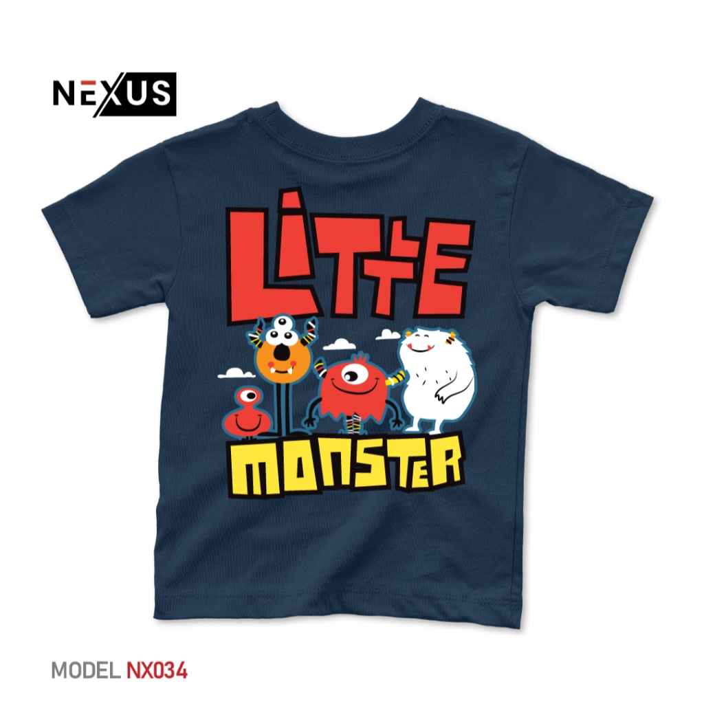 Nexus Kids - Kaos Anak Perempuan Laki-Laki Bergambar Little Monster Bahan Cotton Combed  (Warna Kaos