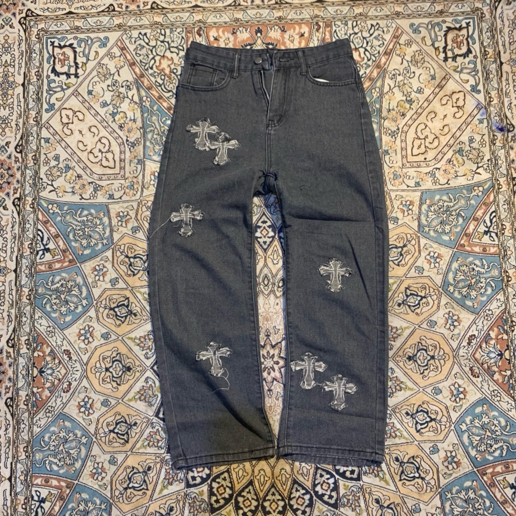 REWORKED PANTS JEANS PATCH BORDIR
