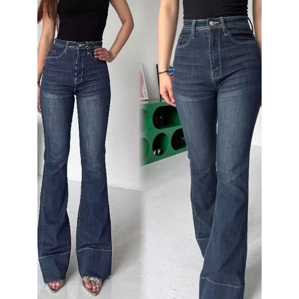Celana Highwaist Cutbray Jeans Lipat  -Wanita Dewasa Terviral/Terlaris