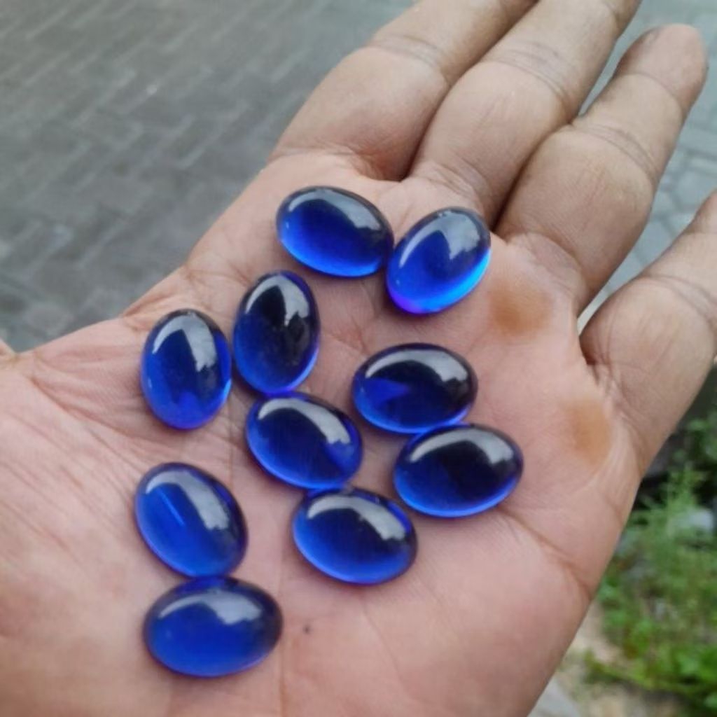 Batu akik blue royal king saphire blue cyklop 14x10mm