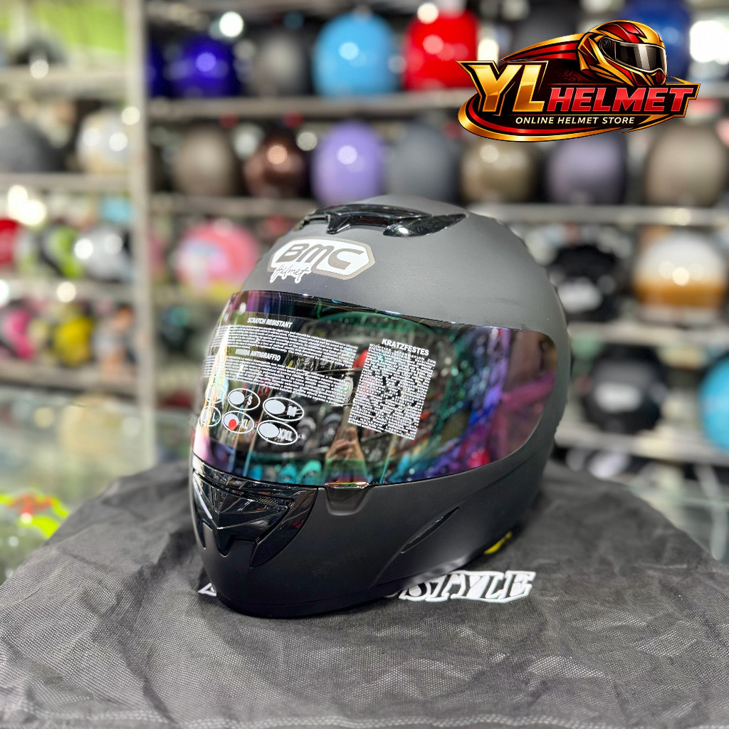 Helm BMC Blade 200 Solid - Black Matt/Hitam Doff Full Face Single Visor SNI Size M L XL / Helm Full 