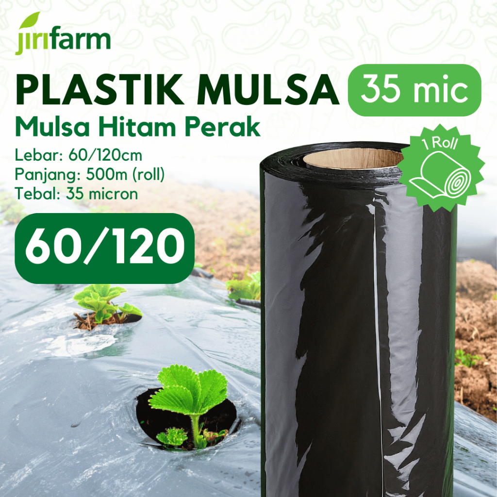 Plastik Mulsa Hitam Perak Lebar 120 cm, 1 Roll 500 Meter untuk Pertanian dan Perkebunan