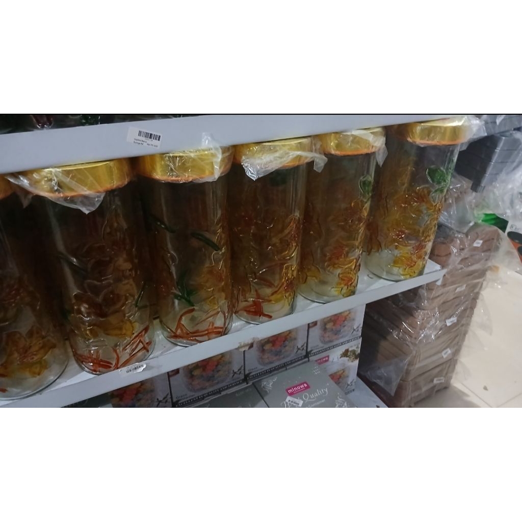 Toples Kaca Bunga 2L/ Toples Kaca Lebaran/ Toples Kue