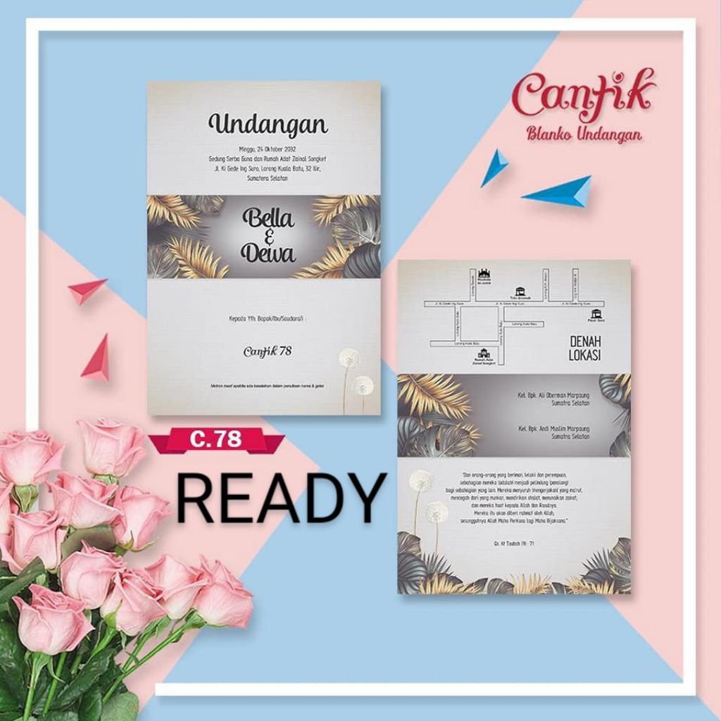 Undangan Pernikahan Elegan Bahan Art Paper Tebal Free Desain Custom Paket Lengkap Plastik Label Nama