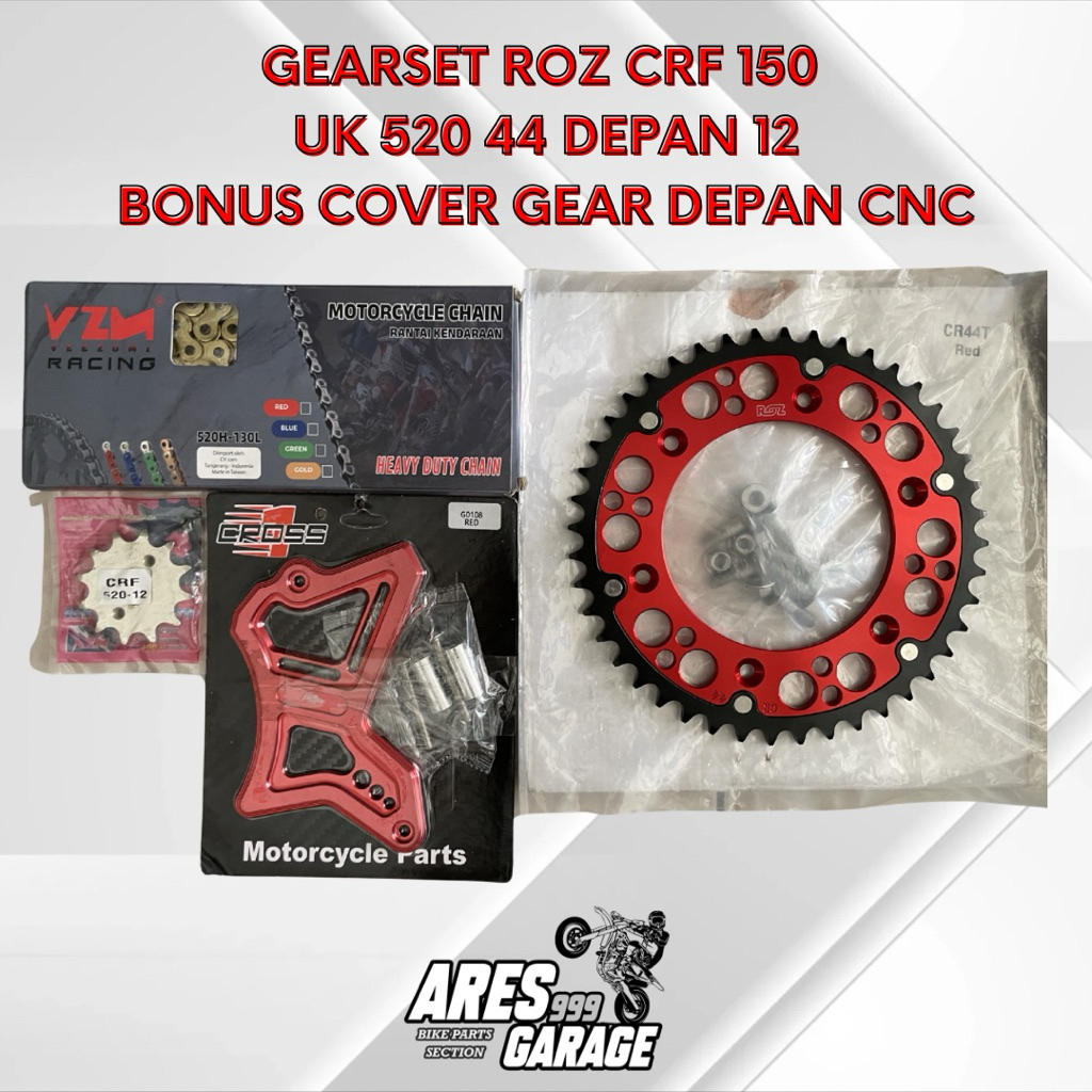 GEARSET CRF 150L ROZ 520 UK 44 GEAR CNC ROZ GEARSET CNC ROZ CRF 150L GEAR CRF 150L