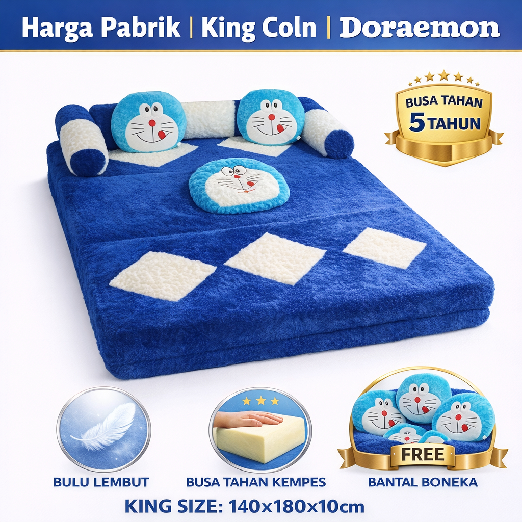 Sofa Bed Kasur Lipat Bulu Rasfur Karakter Anak Doraemon Hellokitty Mickey