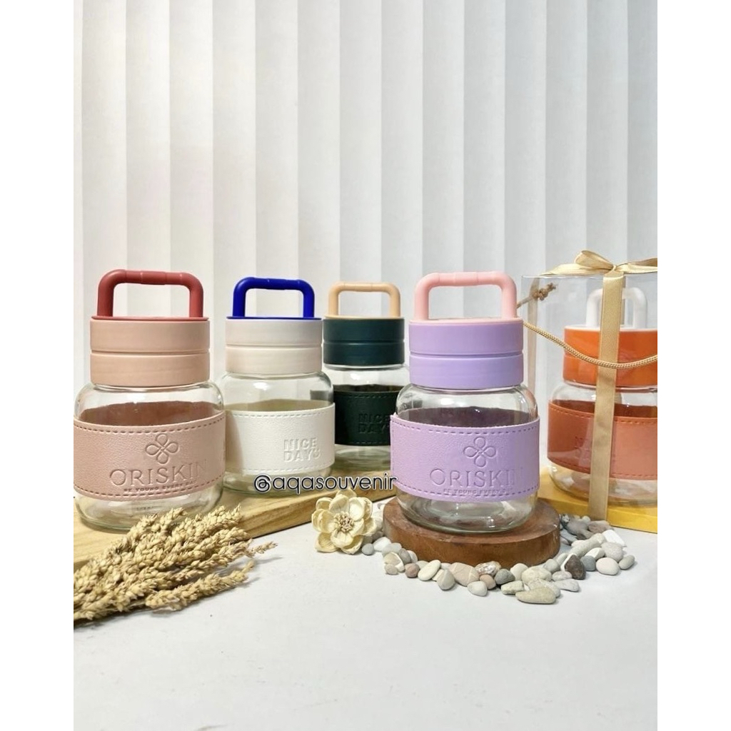 SOUVENIR TUMBLER KACA HANDLE CUSTOM / SOUVENIR BOTOL KACA MINI