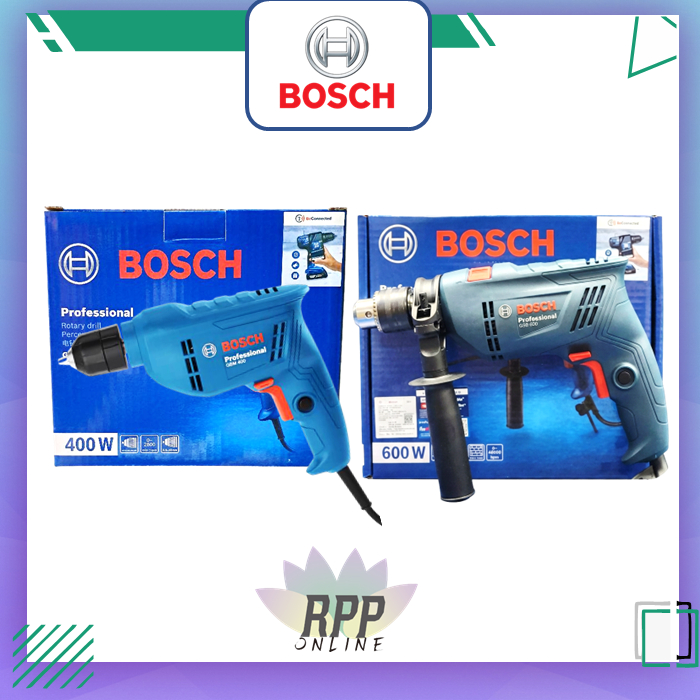BOSCH Paket Bor Listrik GBM 400 BOSCH 10 mm + Mesin Bor Beton GSB 600 Impact Drill 13 mm Paket Siap 