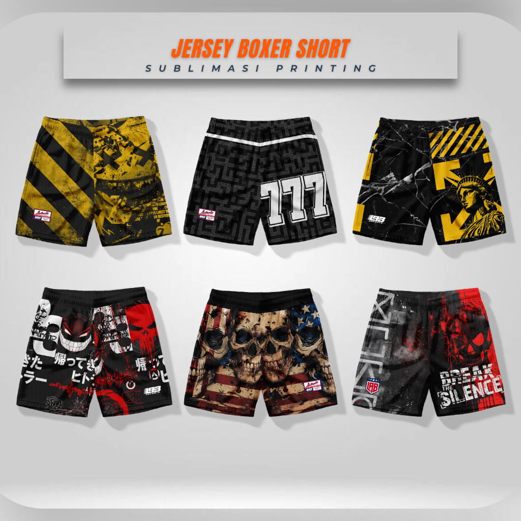 SC10 - Boxer jersey pria wanita XXL | Celana pendek printing sublim | Celana dalam kolor jumbo