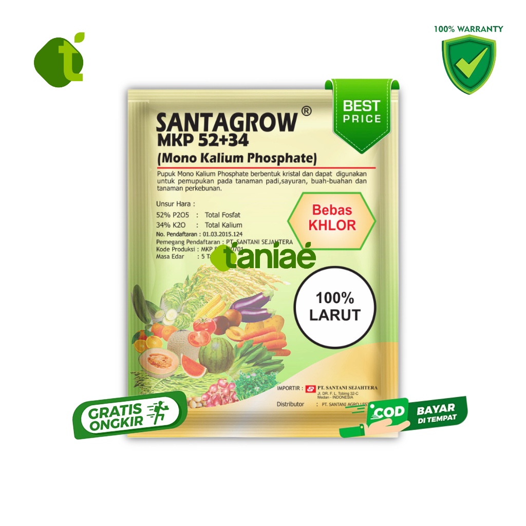PUPUK SANTAGROW MKP 52+34 1KG KEMASAN PABRIK