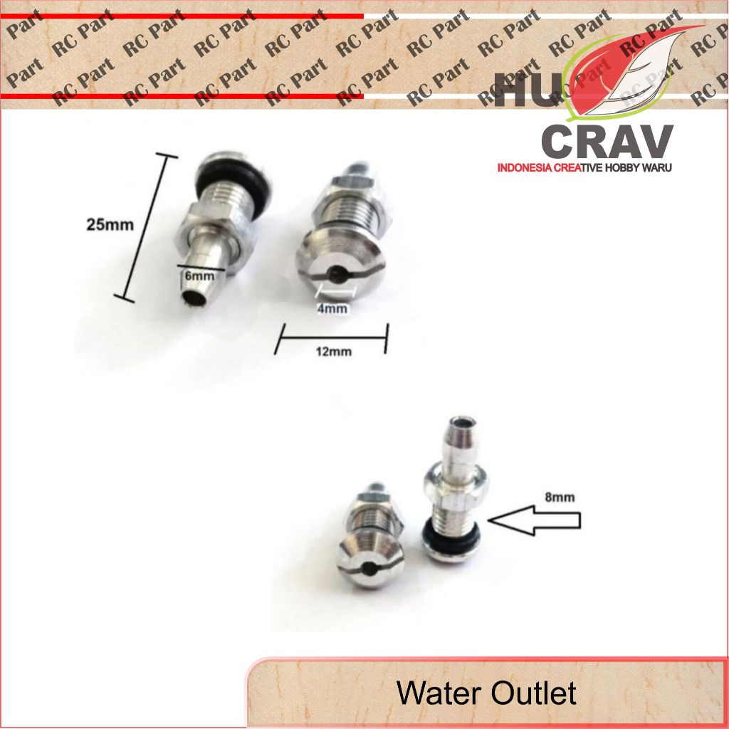 1pcs Aluminium Water Outlet Nipel Silver Nepel Fuel Air vent Pembuagan Air Untuk RC Boat M6 M8