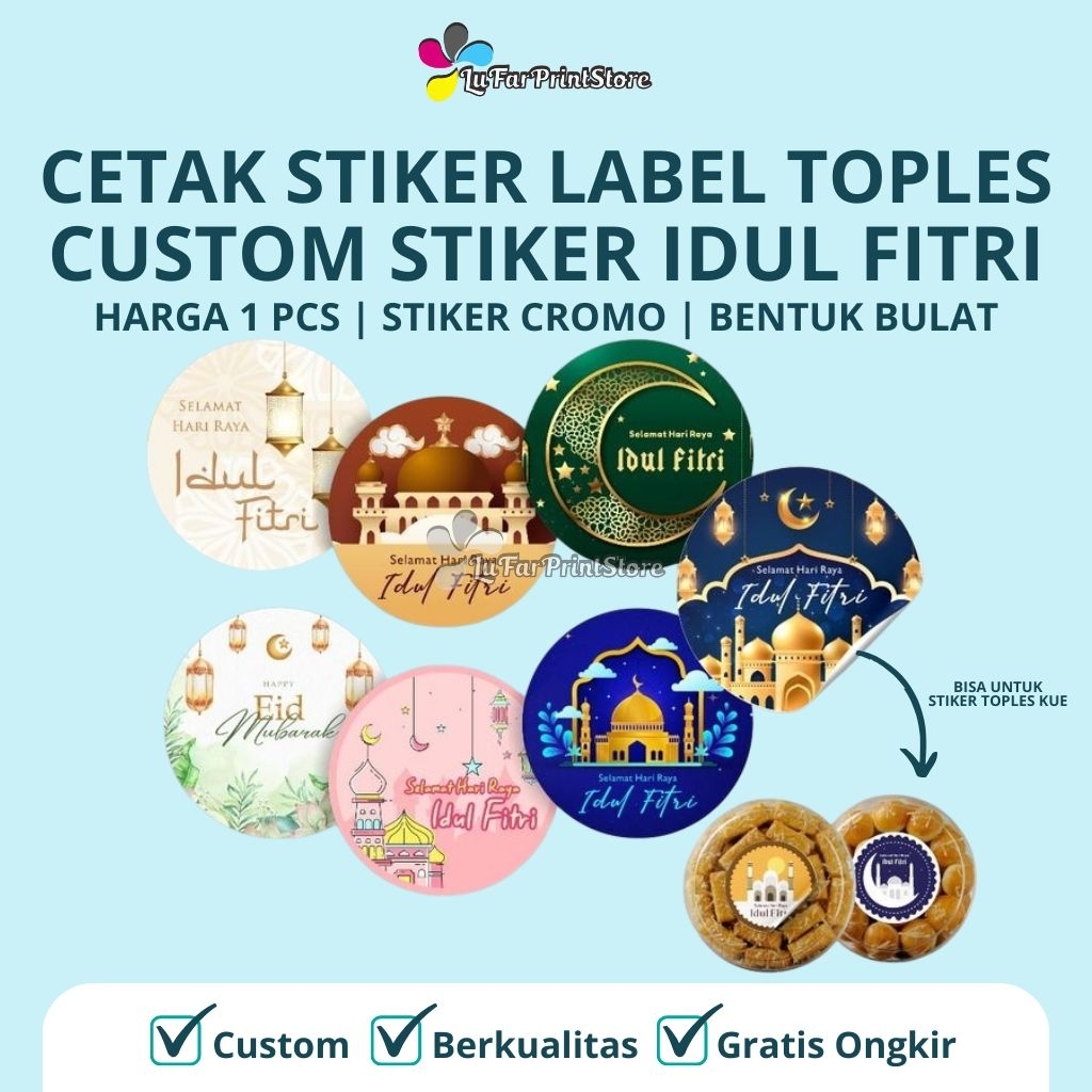 STIKER LABEL TOPLES KUE LEBARAN ( HARGA 1 PCS ) | STIKER CROMO | STIKER CUSTOM IDUL FITRI [ FREE DES