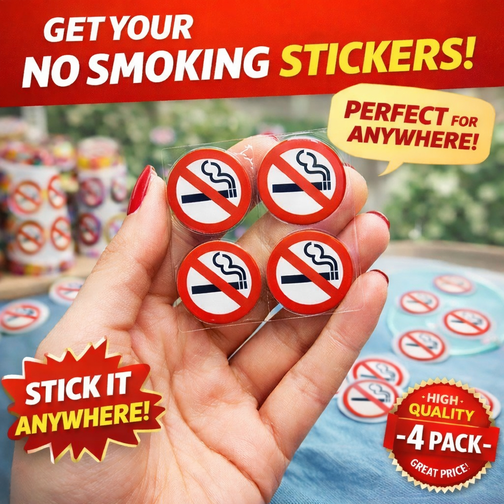 Sticker DTF UV Dilarang Merokok No Smoking Mobil