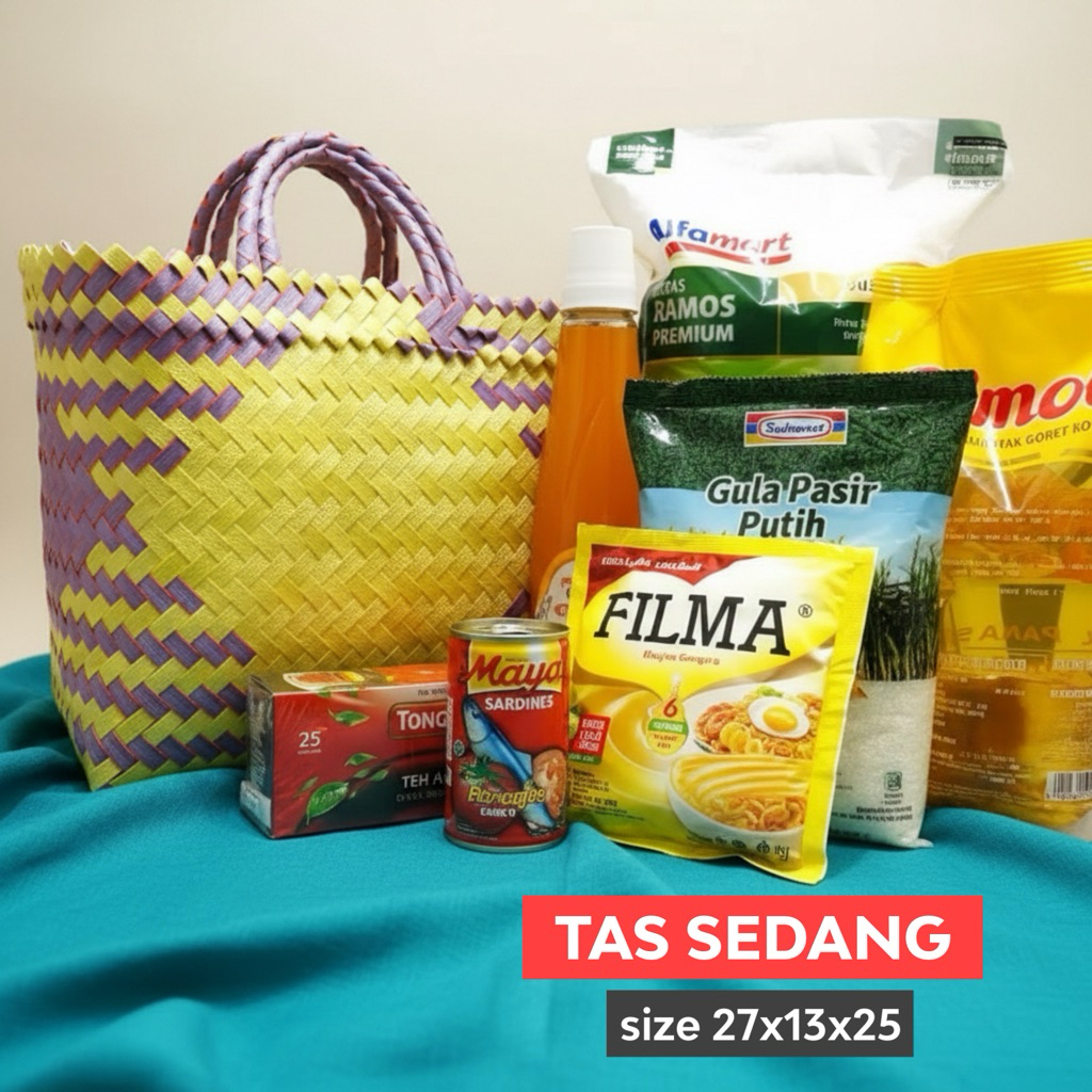 Tas Anyam Lurik Plastik Tas Anyaman Tas Belanja Ukuran Sedang