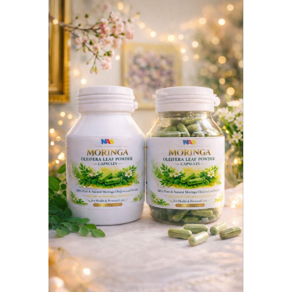 100% Pure Moringa oleifera Leaf Powder Capsules