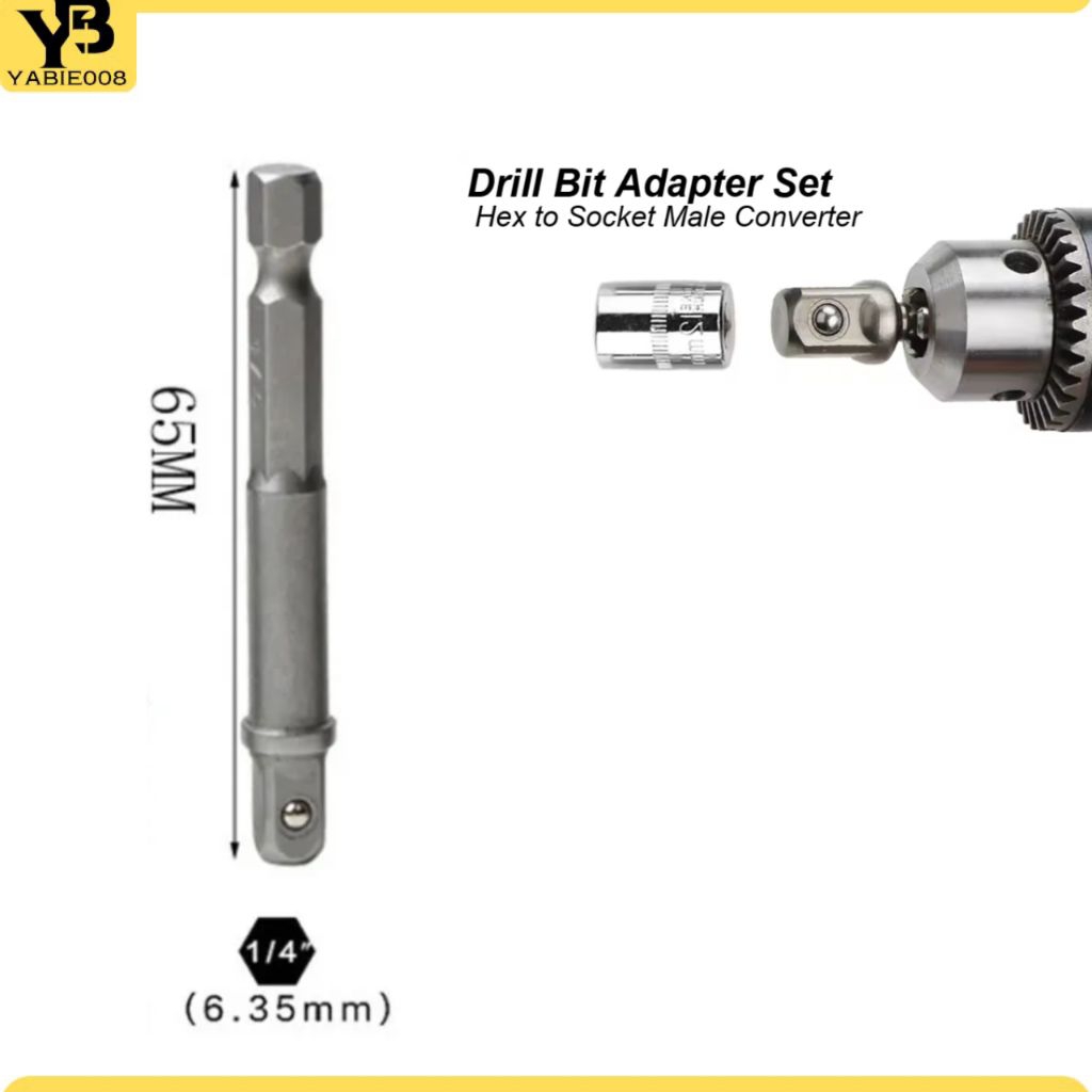 Adapter Obeng Bor Cordless to Shock Socket 3/8"-65mm
