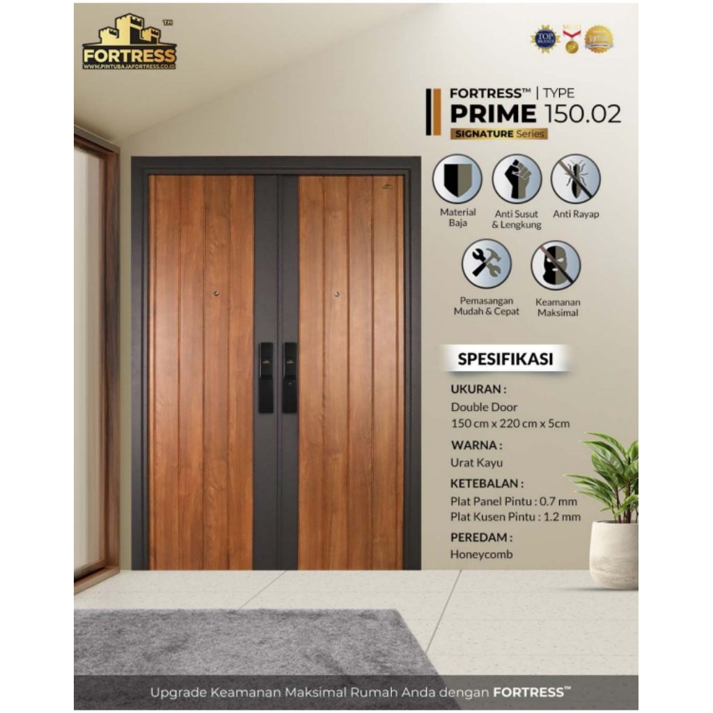 PINTU BAJA FORTRESS TYPE PRIME URAT KAYU 90.02,120.02,150.02