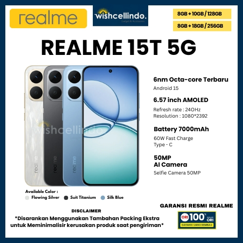 HP REALME 15T 5G 8/256GB & 15T 5G 8/128GB (GARANSI RESMI REALME 1 TAHUN)