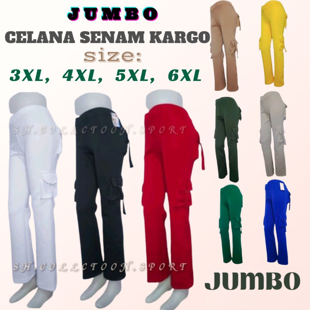 [ JUMBO ][ 3XL, 4XL, 5XL, 6XL, ]-CELANA KARGO/KANTONG'4 //celana senam wanita//celana olahraga wanit