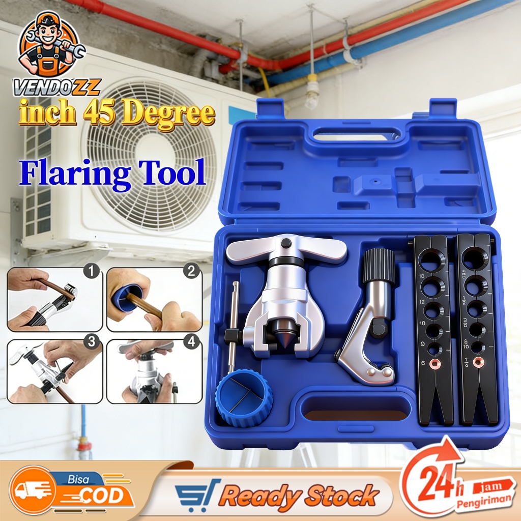 Flaring Tool 6-19mm Single Flare Tool 45° Kit Alat Manual inch 45 Degree VFT 808 I S 3/16-3/4 Inch T