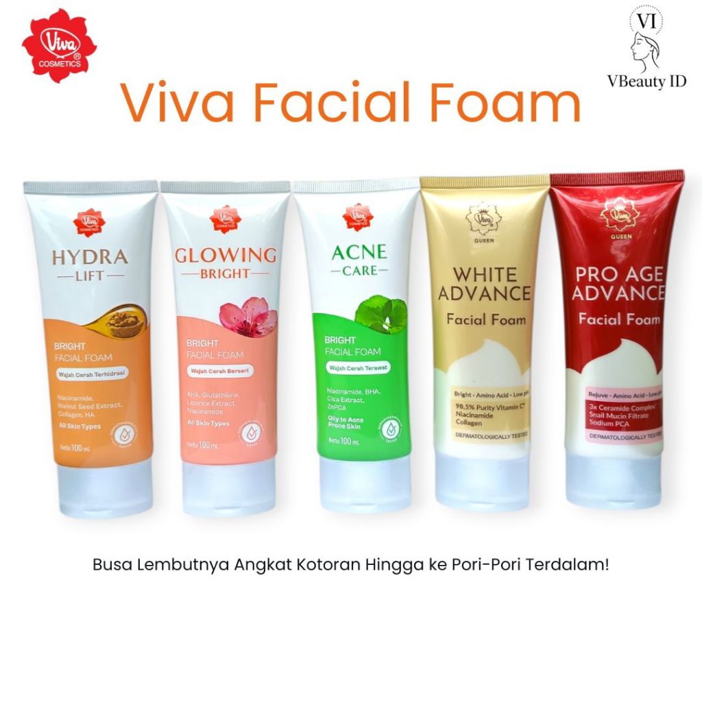 Viva Facial Foam Bright Series - Sabun Cuci Muka Wajah Viva 100 ml