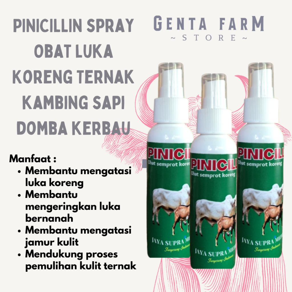 Pinicillin Spray Pinisilin Obat Koreng Luka Infeksi Hewan Ternak 100ml