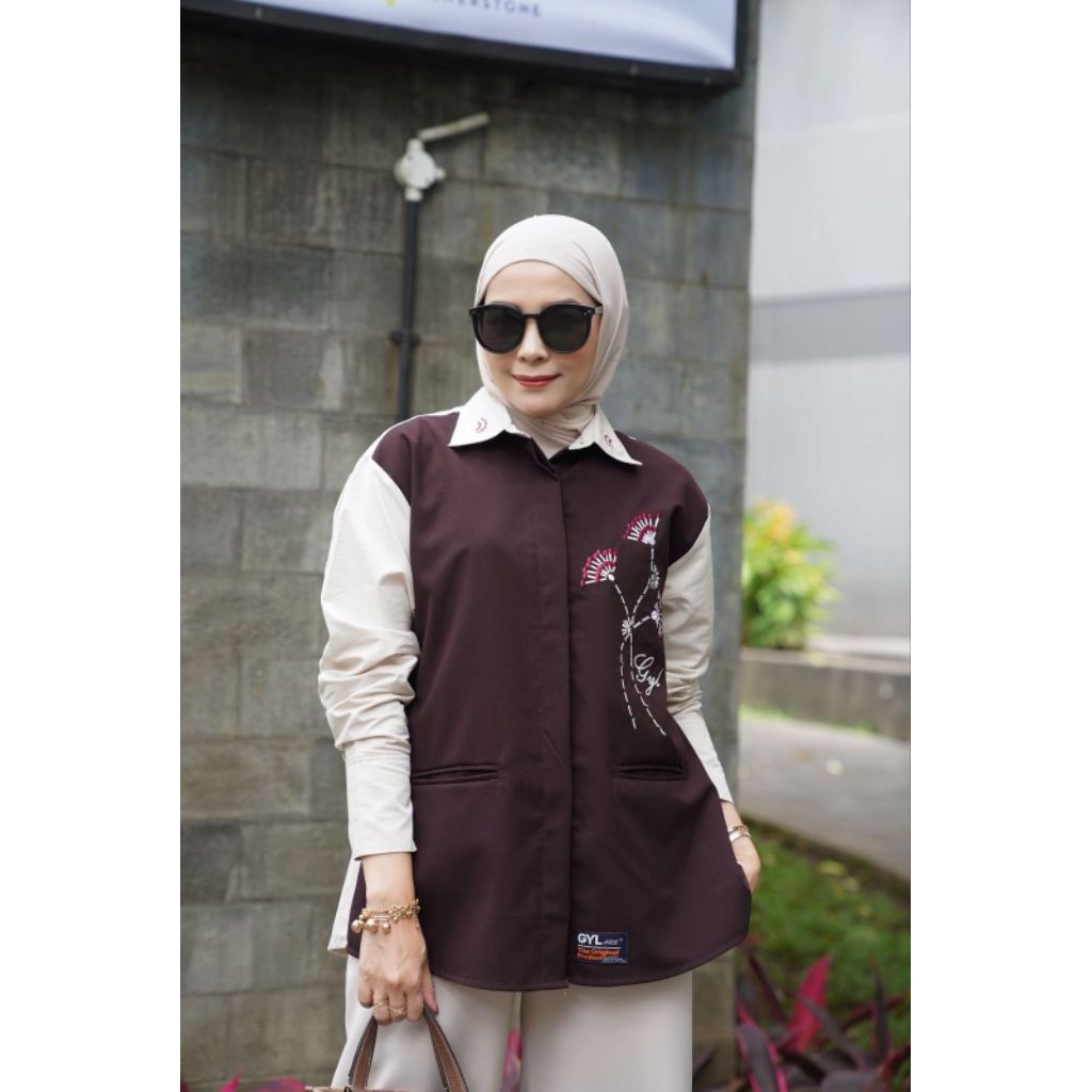 GYL AUTHENTIC Kemeja Katun Polos Kombi Bordir by GYL AUTHENTIC