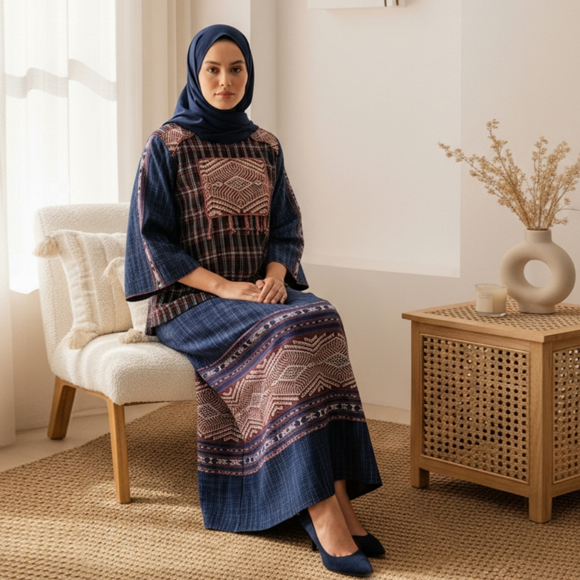 Dewi Sambi - One Set Tenun Koin Baduy dan NTT | Setelan Blouse Rok Tenun