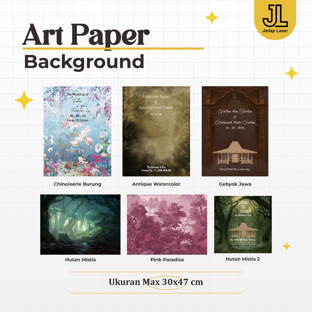 Background Mahar Custom ARTPAPER Print Kertas AP210 Bahan Mahar | Mahar Kertas