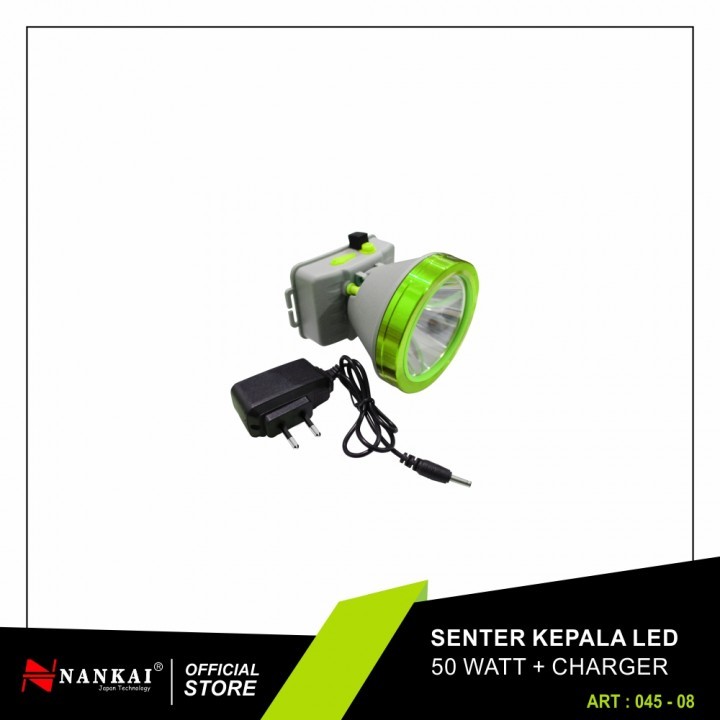 SENTER KEPALA LED 50 WATT + CHARGER NANKAI