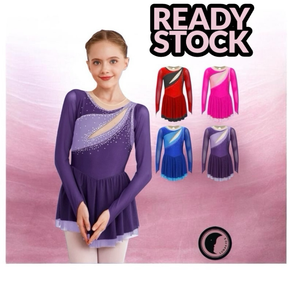 Gymnastic Leotard Rhytmic Baju Senam Anak Skate Dance ukuran 5-16 tahun